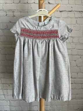 ⭐️⭐️PICK 5 / $20 Edgehill Collection Gray & Red Smocked Short-Sleeve Dress